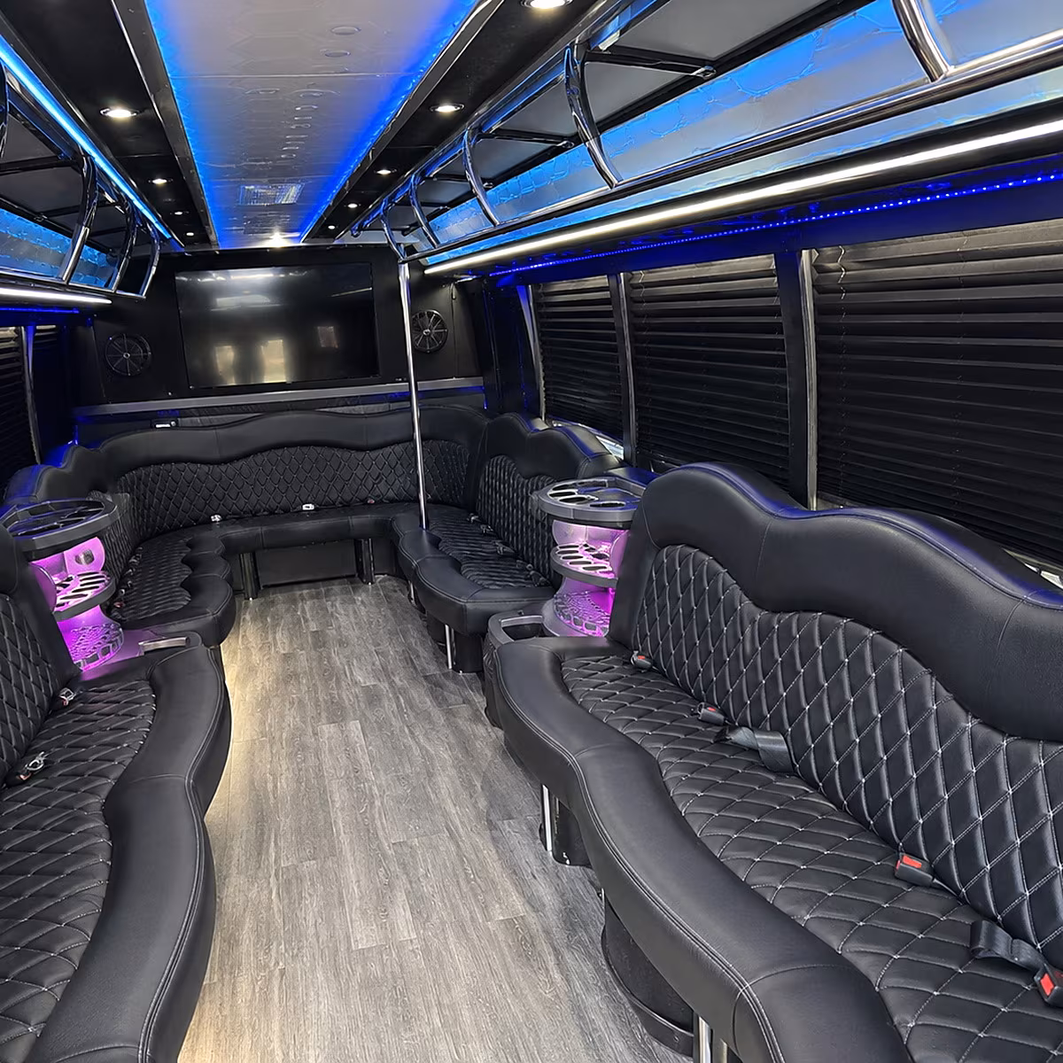 Passenger watching the Birmingham scenery during a regional party bus road trip