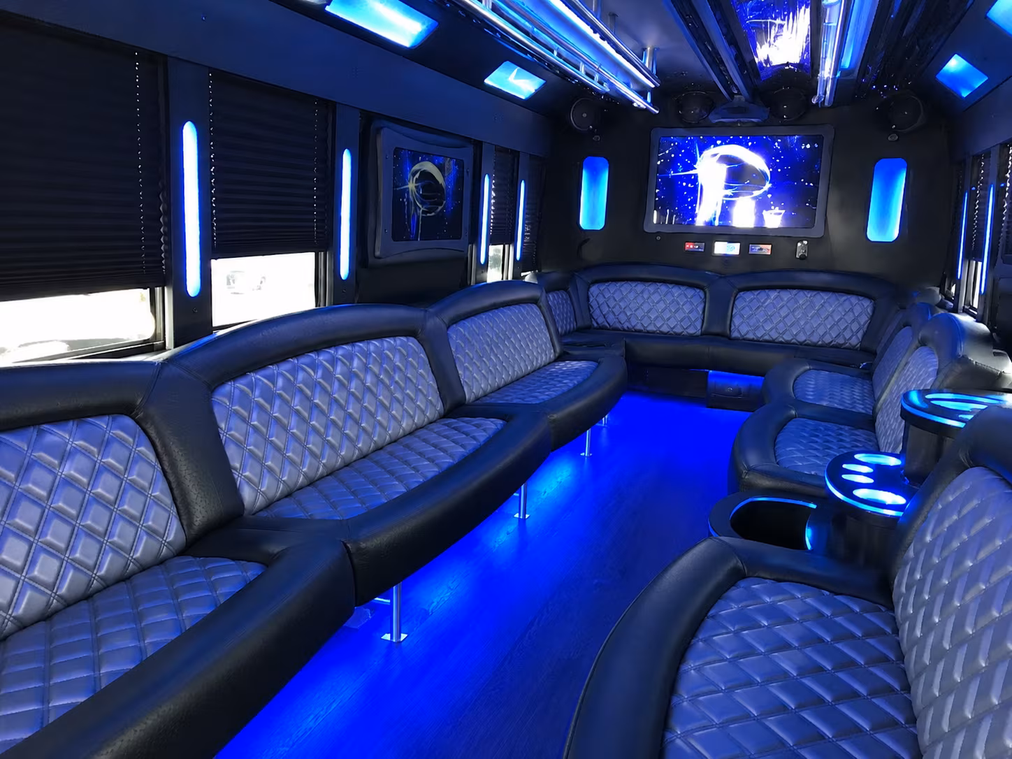 White party bus exterior
