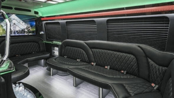 Interior of Charter Bus Company Hoover's 15 Passenger Party Bus in Hoover