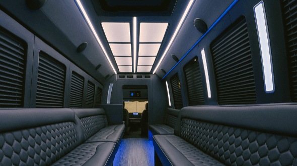 Interior of Charter Bus Company Sandy Springs's 20 Passenger Party Bus in Sandy Springs