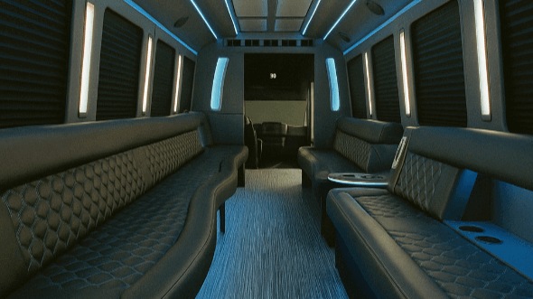 Interior of Charter Bus Company Chattanooga's 25 Passenger Party Bus in Chattanooga