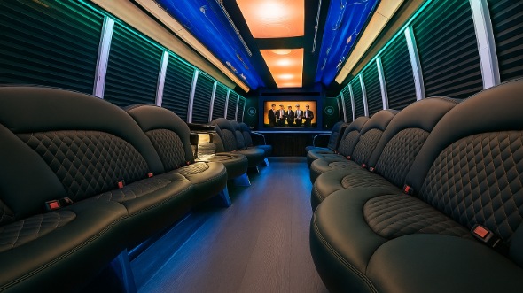 Interior of Charter Bus Company Sandy Springs's 28 Passenger Party Bus in Sandy Springs