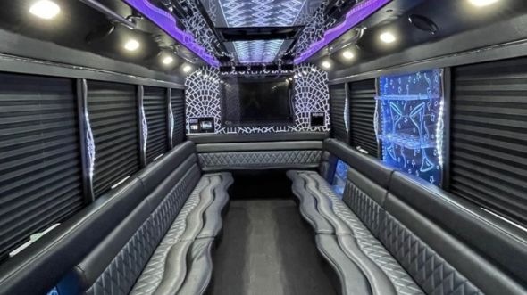Interior of Charter Bus Company Tuscaloosa's 28 Passenger Party Bus in Tuscaloosa