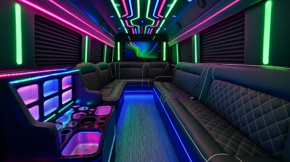 Interior of Charter Bus Company Chattanooga's 40 Passenger Party Bus in Chattanooga