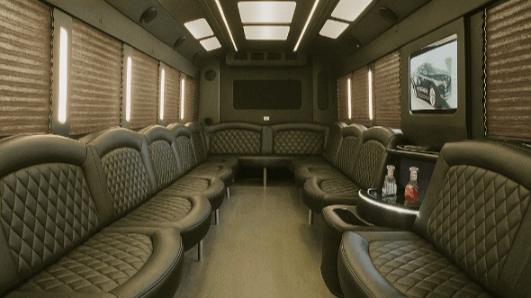 Interior of Charter Bus Company Roswell's 40 Passenger Party Bus in Roswell