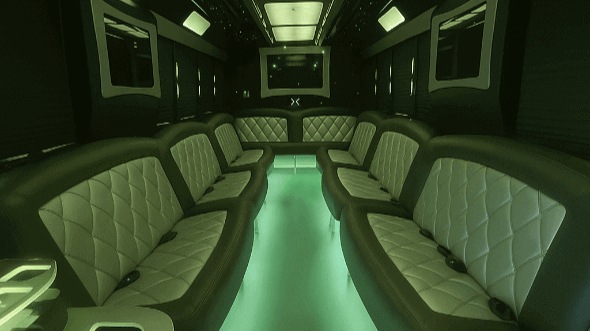 Interior of Charter Bus Company Sandy Springs's 40 Passenger Party Bus in Sandy Springs